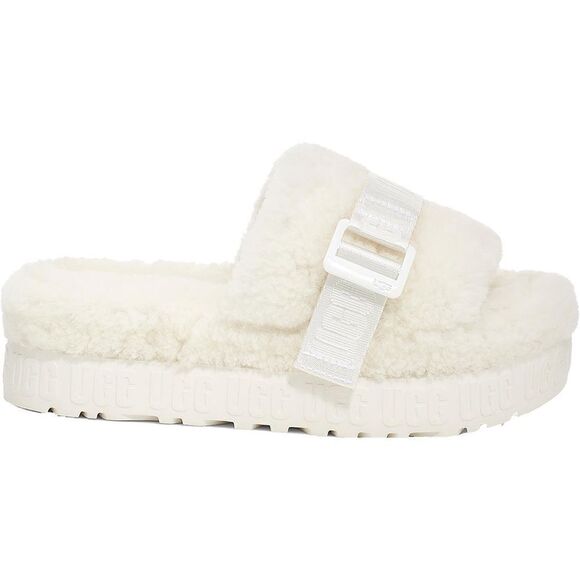 UGG Fluffita White Sheepskin Fluffy Sandals - Picture 1 of 8